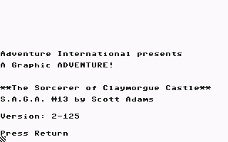 Sorcerer of Claymorgue Castle (Commodore 64) screenshot: Title screen