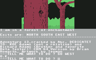 Sorcerer of Claymorgue Castle (Commodore 64) screenshot: In the enchanted forest (UK version)