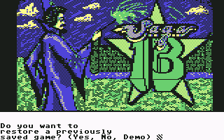 Sorcerer of Claymorgue Castle (Commodore 64) screenshot: Restore a saved game?