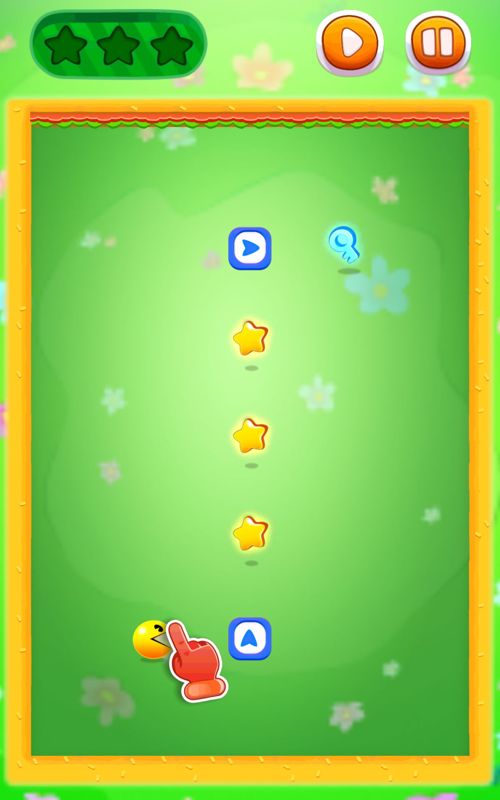 Pac-Man Bounce (Android) screenshot: An explanation of the puzzle system in the first level