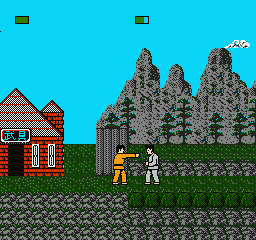 Hissatsu Dōjō Yaburi (NES) screenshot: Throwing a punch and missing.