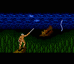Sword Master (NES) screenshot: After pressing start, the Sword Master indicates that he accepts the task at hand.