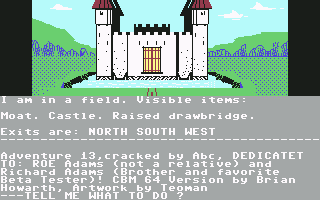 Sorcerer of Claymorgue Castle (Commodore 64) screenshot: Starting at the castle (UK version)