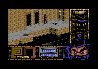 Ninja Remix (Commodore 64) screenshot: Level 3, "The Sewers": Feeding the rats.<br> Beware that this voracious pack of Rats doesn't stop for anything in its path except for eating.