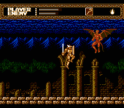 Sword Master (NES) screenshot: This gargoyle is boss over level 4.