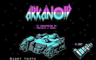 Arkanoid (DOS) screenshot: Title screen (1987 Imagine version)