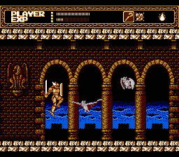 Sword Master (NES) screenshot: Level 5 - working up through the castle.