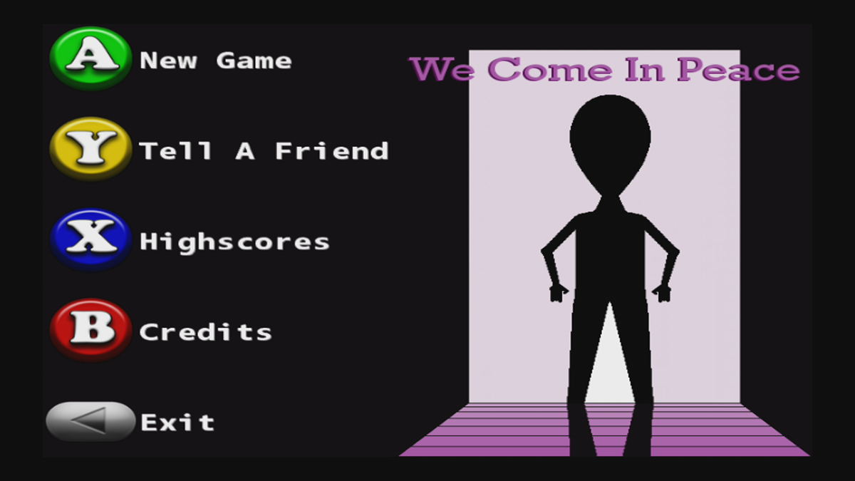 We Come In Peace (Xbox 360) screenshot: Main menu (Trial version)