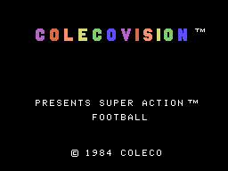 Super Action Football (ColecoVision) screenshot: Title screen.
