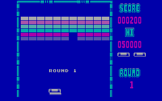 Arkanoid (DOS) screenshot: Gameplay (1987 Imagine version)