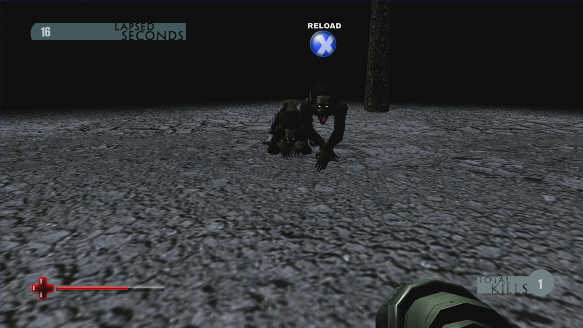 Werewolf Hallow (Xbox 360) screenshot: The weapon has to be reloaded sometimes (Trial version)