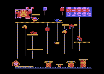 Donkey Kong Junior (Atari 8-bit) screenshot: Starting level 1