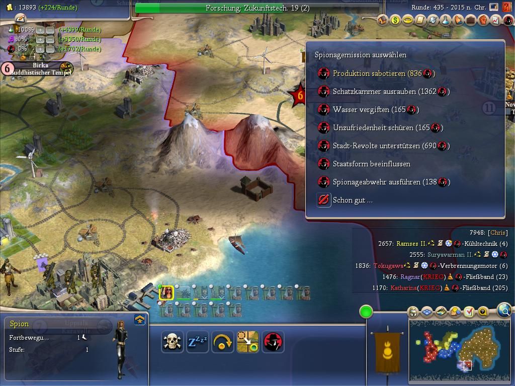 Sid Meier's Civilization IV: Beyond the Sword (Windows) screenshot: Current mission for the selected spy