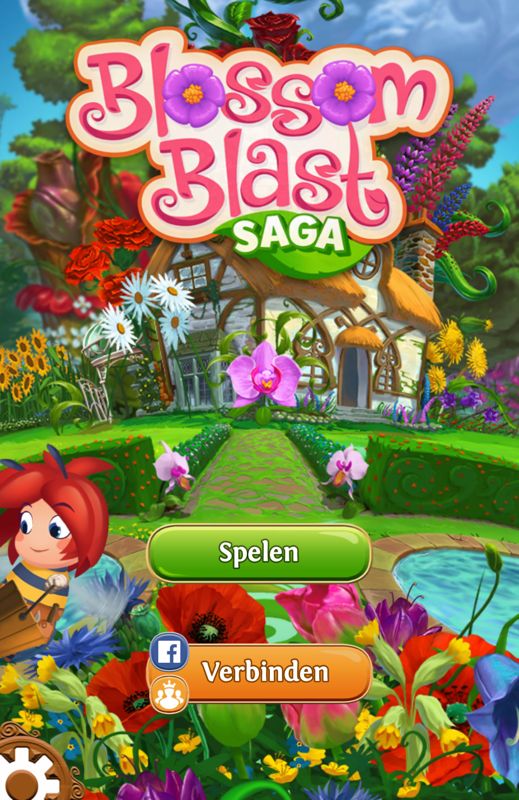 Blossom Blast Saga (Android) screenshot: Title screen (Dutch version)