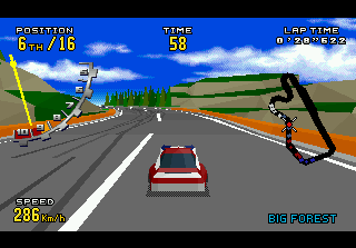 Virtua Racing Deluxe (SEGA 32X) screenshot: Racing a Stock Car on the Big Forest Track