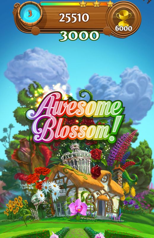 Blossom Blast Saga (Android) screenshot: Level completed.