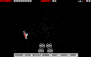 The Pursuit to Earth (Atari ST) screenshot: Our ship can move on a circular path while enemies approach from behind