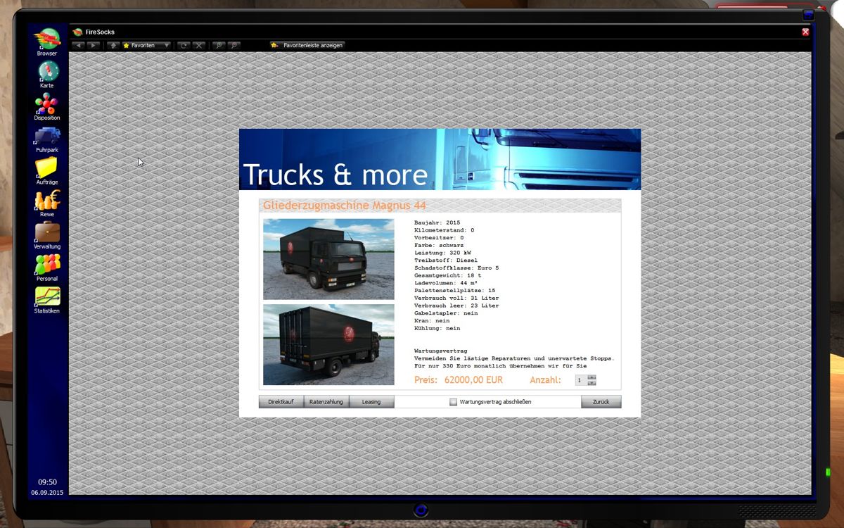 Der Planer 4 (Windows) screenshot: Buy your first truck