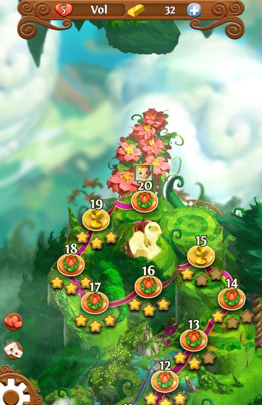 Blossom Blast Saga (Android) screenshot: Level progress for the first part of the game (Dutch version)