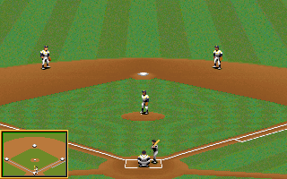 Tony La Russa Baseball II (DOS) screenshot: First pitch.