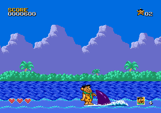 The Flintstones (Genesis) screenshot: Riding a shark