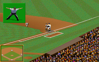 Tony La Russa Baseball II (DOS) screenshot: He's safe.