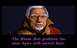 Dune II: The Building of a Dynasty (Amiga) screenshot: The Emperor (Introduction).