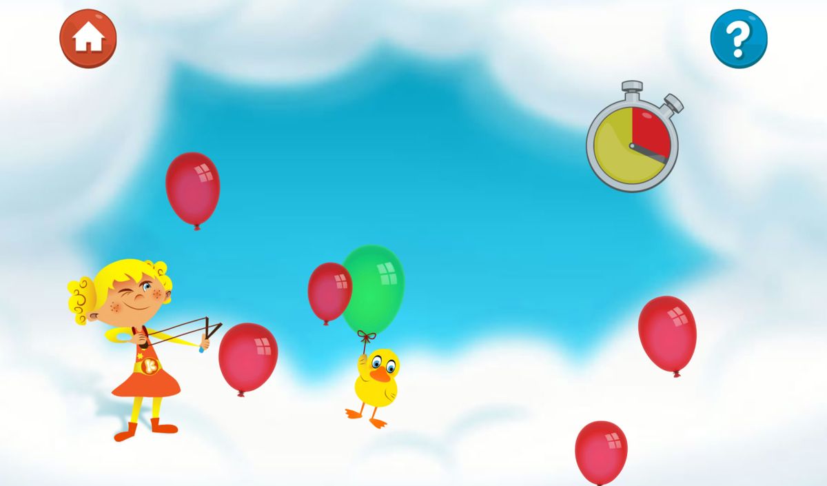 Kaatje van Ketnet (Android) screenshot: Make sure not to aim at the green balloon.