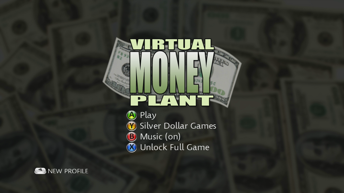 Virtual Money Plant (Xbox 360) screenshot: Main menu (Trial version)