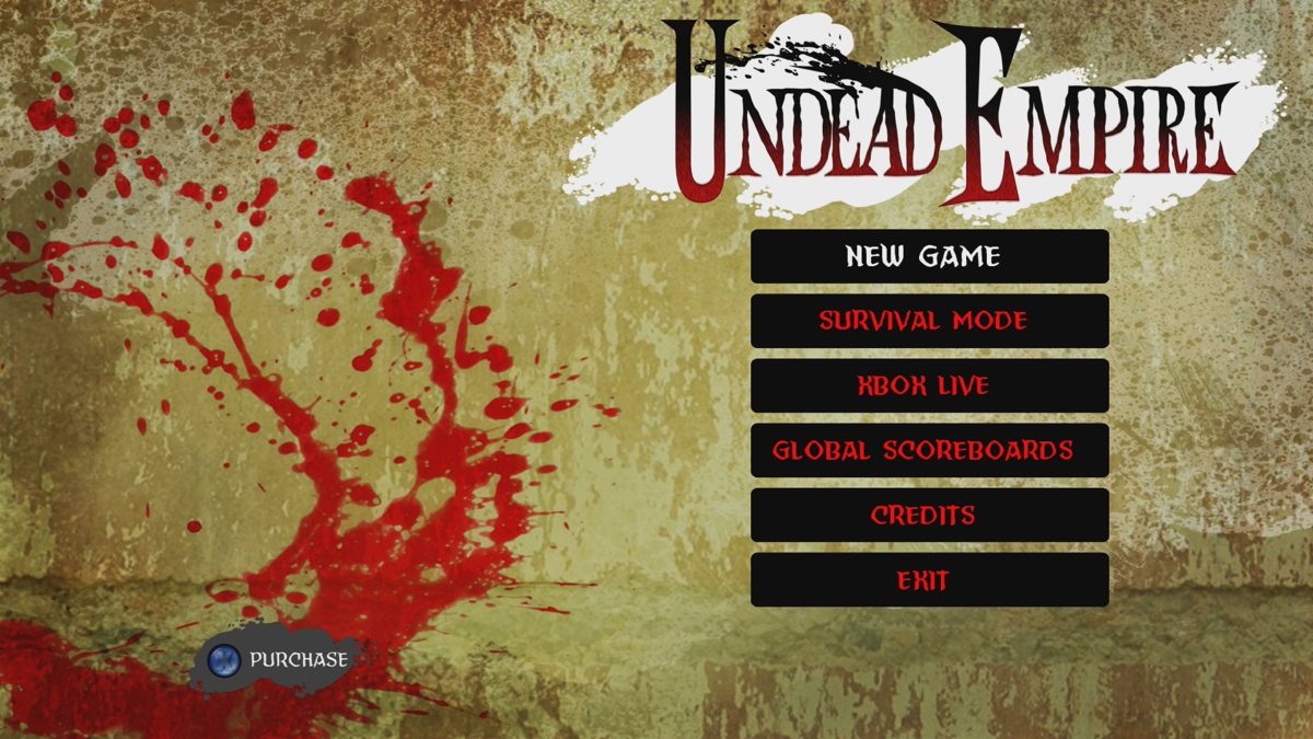 Undead Empire (Xbox 360) screenshot: Main menu (Trial version)