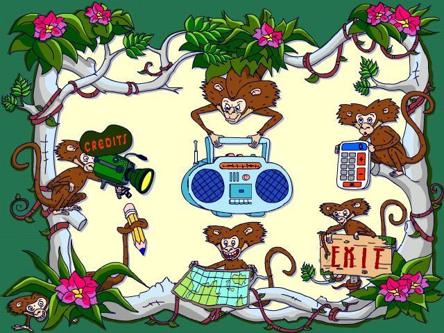 The Wild Thornberrys: Rambler (Windows) screenshot: The game configuration screen<br>The calculator shows high scores and the left/right speakers on the radio increase/decrease the volume