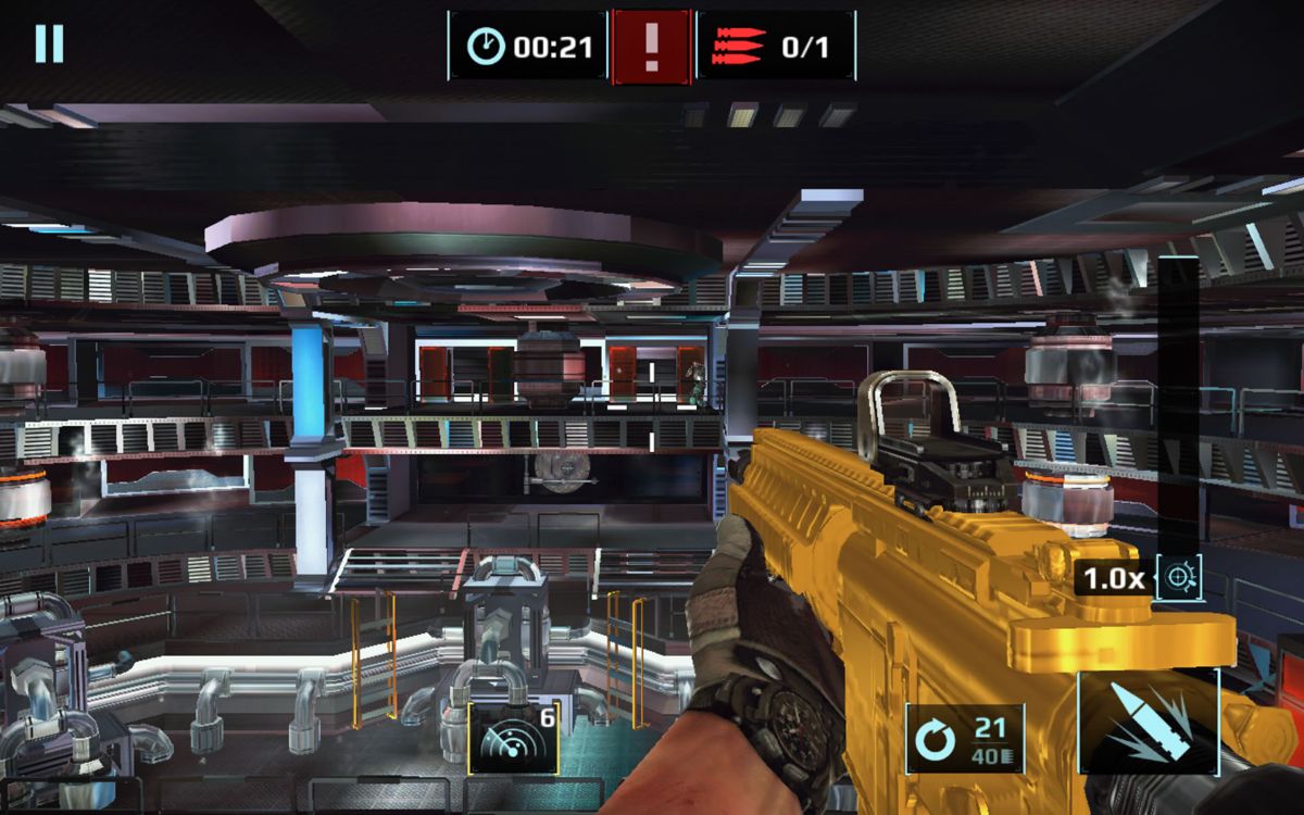 Sniper Fury (Android) screenshot: The online opponent will appear in a separate area as an AI-controlled boss.