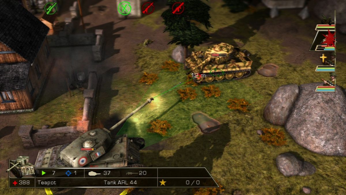 History Legends of War: Patton (PlayStation 3) screenshot: French ARL 44 versus German Tiger