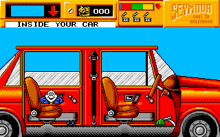 Seymour Goes to Hollywood (DOS) screenshot: Inside the limousine