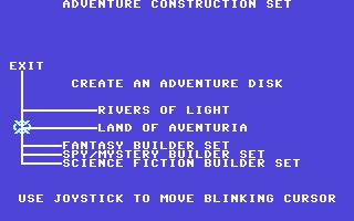 Stuart Smith's Adventure Construction Set (Commodore 64) screenshot: Create your adventure or play a pre-built one