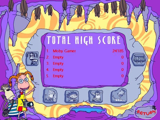 The Wild Thornberrys: Rambler (Windows) screenshot: The high score table.<br>This shows the cumulative high scores, clicking on the individual game tiles shows the highest scores for that game