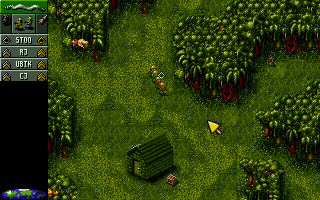 Cannon Fodder (DOS) screenshot: These boxes contain grenades.