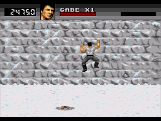 Cliffhanger (SEGA CD) screenshot: Climbing sequences got ported over as well.