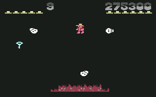 Montezuma's Revenge (Commodore 64) screenshot: Starting level 9. It's very dark.