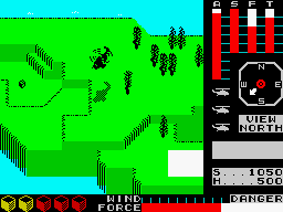 Cyclone (ZX Spectrum) screenshot: Kokola island: a box and a heliport.