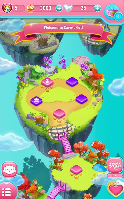 Care Bears: Belly Match (Android) screenshot: Progress on the level map