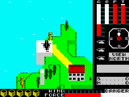 Cyclone (ZX Spectrum) screenshot: Gilligan's Island: these natives have the custom of shouting something about that cyclo-something. There's another one.
