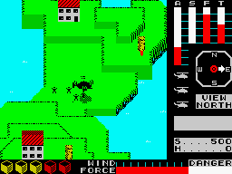 Cyclone (ZX Spectrum) screenshot: Enterprise island: the yuppies have also to be saved.