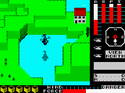 Cyclone (ZX Spectrum) screenshot: Lagoon Island: many people saying goodbye and shouting something about a cyclo-something.