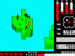 Cyclone (ZX Spectrum) screenshot: Orte Rocks: I wonder how these guys can be so happy living on such a small piece of land.
