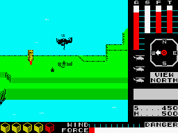 Cyclone (ZX Spectrum) screenshot: Bone Island: rescuing a villager.