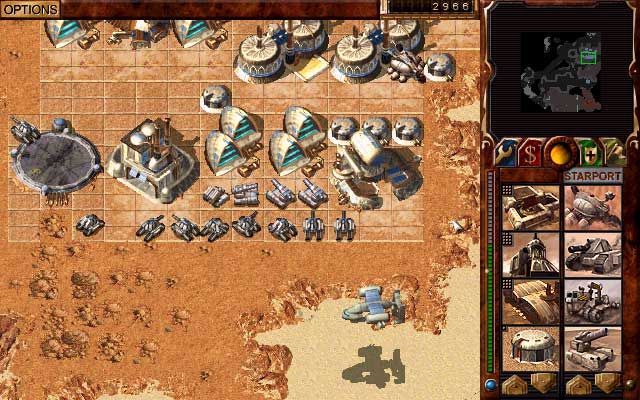 Dune 2000 (Windows) screenshot: Troops protecting your base