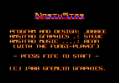 NorthStar (Amstrad CPC) screenshot: Credits