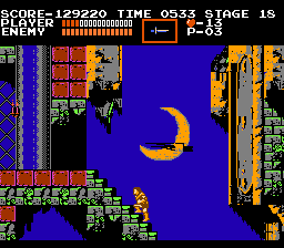 Castlevania (NES) screenshot: Dracula is waiting for me at the top of these stairs.