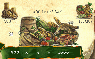 Marco Polo (DOS) screenshot: The caravan's food supply